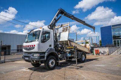 Camiones de segunda mano - RENAULT KERAX 370 DXI + TRI BENNE+HIAB 16t/m + 2 EXT