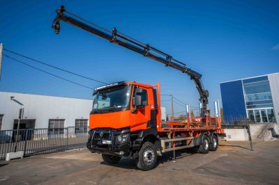 شاحنات مستعملة - RENAULT K380 DXI -6x4+HIAB 21 T/m+4 EXT