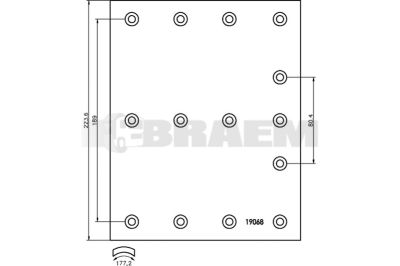 Truck and bus spare parts - Brake system - Brake discs and brake drums - Drum brake lining - TEX1906805