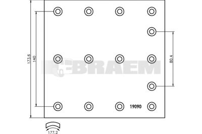 Truck and bus spare parts - Brake system - Brake discs and brake drums - Drum brake lining - TEX1909007