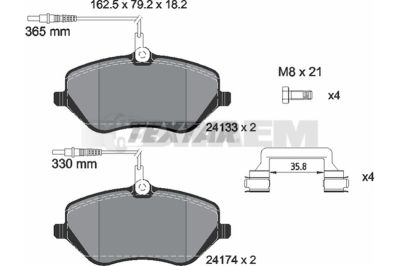 Truck and bus spare parts - Brake system - Brake discs and brake drums - Brake lining - TEX2413301