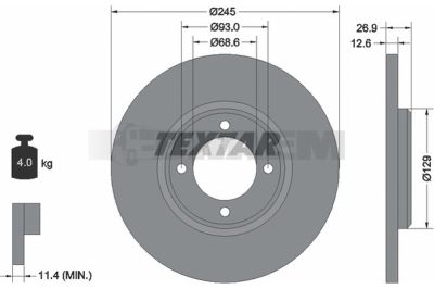 Pièces détachées camions et bus - Système de freinage - Disque de frein et à tambour - Disque de frein - TEX92008200