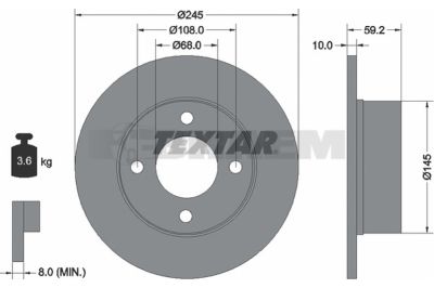 Pièces détachées camions et bus - Système de freinage - Disque de frein et à tambour - Disque de frein - TEX92026100