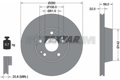 Pièces détachées camions et bus - Système de freinage - Disque de frein et à tambour - Disque de frein - TEX92036300