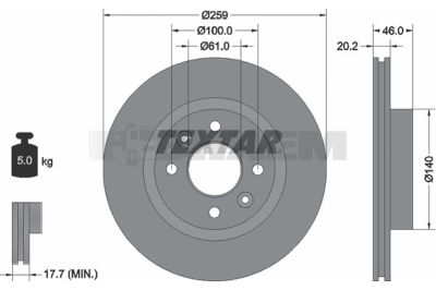 Pièces détachées camions et bus - Système de freinage - Disque de frein et à tambour - Disque de frein - TEX92036400