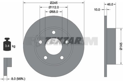 Pièces détachées camions et bus - Système de freinage - Disque de frein et à tambour - Disque de frein - TEX92037400