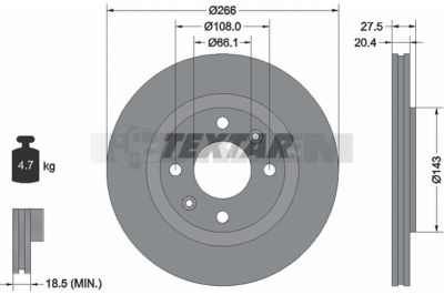 Pièces détachées camions et bus - Système de freinage - Disque de frein et à tambour - Disque de frein - TEX92048103