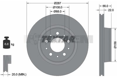Pièces détachées camions et bus - Système de freinage - Disque de frein et à tambour - Disque de frein - TEX92051300