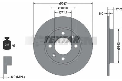 Pièces détachées camions et bus - Système de freinage - Disque de frein et à tambour - Disque de frein - TEX92055003