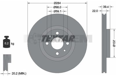 Pièces détachées camions et bus - Système de freinage - Disque de frein et à tambour - Disque de frein - TEX92055203