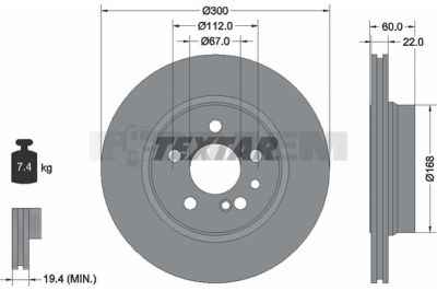 Pièces détachées camions et bus - Système de freinage - Disque de frein et à tambour - Disque de frein - TEX92056800