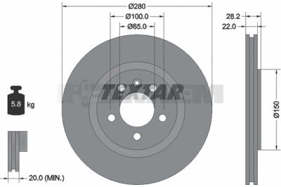 Pièces détachées camions et bus - Système de freinage - Disque de frein et à tambour - Disque de frein - TEX92057100