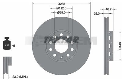 Pièces détachées camions et bus - Système de freinage - Disque de frein et à tambour - Disque de frein - TEX92057605