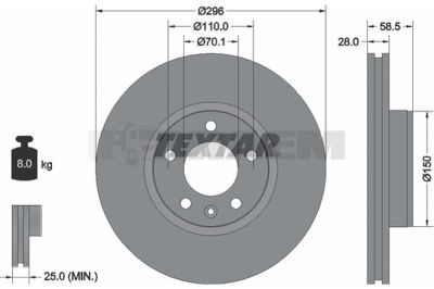 Pièces détachées camions et bus - Système de freinage - Disque de frein et à tambour - Disque de frein - TEX92057700