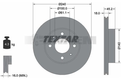 Pièces détachées camions et bus - Système de freinage - Disque de frein et à tambour - Disque de frein - TEX92062000