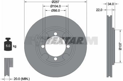 Pièces détachées camions et bus - Système de freinage - Disque de frein et à tambour - Disque de frein - TEX92062700