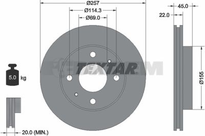 Pièces détachées camions et bus - Système de freinage - Disque de frein et à tambour - Disque de frein - TEX92062800