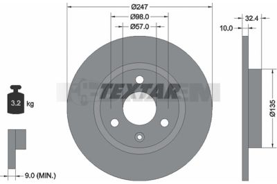 Pièces détachées camions et bus - Système de freinage - Disque de frein et à tambour - Disque de frein - TEX92067300