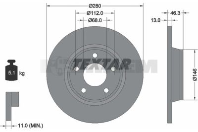 Pièces détachées camions et bus - Système de freinage - Disque de frein et à tambour - Disque de frein - TEX92070800