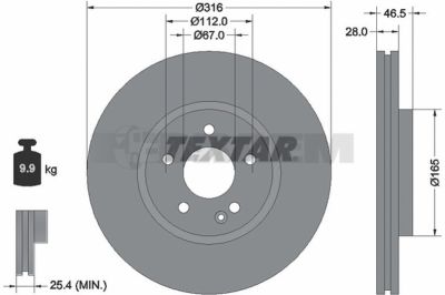 Pièces détachées camions et bus - Système de freinage - Disque de frein et à tambour - Disque de frein - TEX92073100