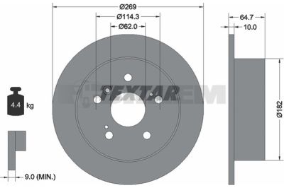 Pièces détachées camions et bus - Système de freinage - Disque de frein et à tambour - Disque de frein - TEX92078400