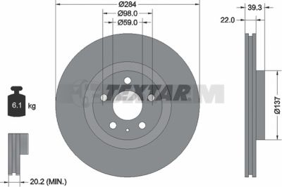 Pièces détachées camions et bus - Système de freinage - Disque de frein et à tambour - Disque de frein - TEX92083203