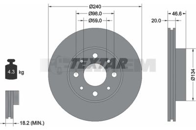 Pièces détachées camions et bus - Système de freinage - Disque de frein et à tambour - Disque de frein - TEX92089103