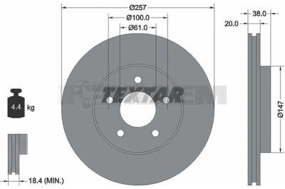 قطع غيار الشاحنات والحافلات - نظام الفرامل - أقراص الفرامل وأسطوانات الفرامل - قرص الفرامل - TEX92152403
