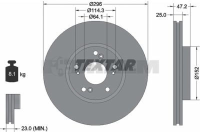 Lkw- und Busersatzteile - Bremssystem - Scheibenbremse und Trommelbremse - Bremsscheibe - TEX92195000