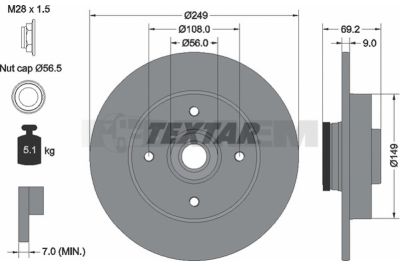 Lkw- und Busersatzteile - Bremssystem - Scheibenbremse und Trommelbremse - Bremsscheibe - TEX92202103