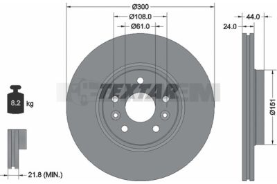 Lkw- und Busersatzteile - Bremssystem - Scheibenbremse und Trommelbremse - Bremsscheibe - TEX92202803