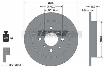 Lkw- und Busersatzteile - Bremssystem - Scheibenbremse und Trommelbremse - Bremsscheibe - TEX92204000
