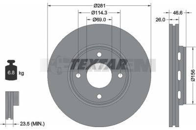 Lkw- und Busersatzteile - Bremssystem - Scheibenbremse und Trommelbremse - Bremsscheibe - TEX92204300
