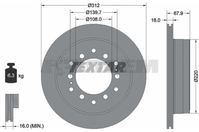 Lkw- und Busersatzteile - Bremssystem - Scheibenbremse und Trommelbremse - Bremsscheibe - TEX92231003