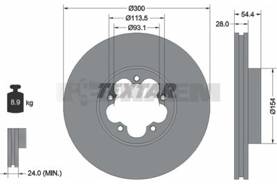 Lkw- und Busersatzteile - Bremssystem - Scheibenbremse und Trommelbremse - Bremsscheibe - TEX92231500