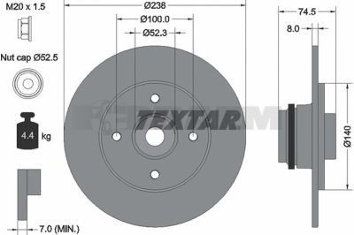 Lkw- und Busersatzteile - Bremssystem - Scheibenbremse und Trommelbremse - Bremsscheibe - TEX92231703
