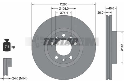 Lkw- und Busersatzteile - Bremssystem - Scheibenbremse und Trommelbremse - Bremsscheibe - TEX92232503