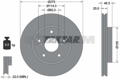 Lkw- und Busersatzteile - Bremssystem - Scheibenbremse und Trommelbremse - Bremsscheibe - TEX92232703