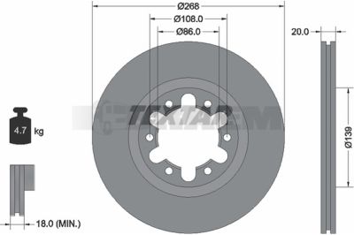 Lkw- und Busersatzteile - Bremssystem - Scheibenbremse und Trommelbremse - Bremsscheibe - TEX92235900