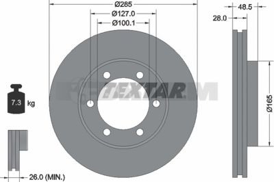 Lkw- und Busersatzteile - Bremssystem - Scheibenbremse und Trommelbremse - Bremsscheibe - TEX92238100