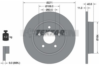 Lkw- und Busersatzteile - Bremssystem - Scheibenbremse und Trommelbremse - Bremsscheibe - TEX92239003