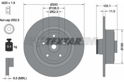 Lkw- und Busersatzteile - Bremssystem - Scheibenbremse und Trommelbremse - Bremsscheibe - TEX92239603