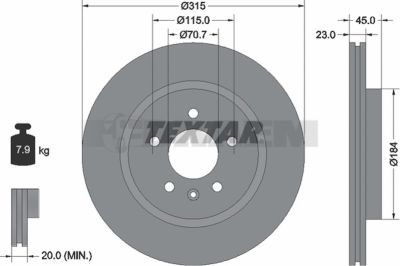 Lkw- und Busersatzteile - Bremssystem - Scheibenbremse und Trommelbremse - Bremsscheibe - TEX92239803