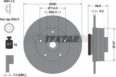 Lkw- und Busersatzteile - Bremssystem - Scheibenbremse und Trommelbremse - Bremsscheibe - TEX92291003