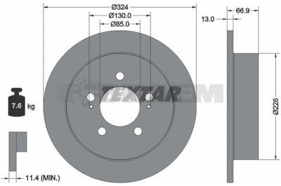 Lkw- und Busersatzteile - Bremssystem - Scheibenbremse und Trommelbremse - Bremsscheibe - TEX92347403