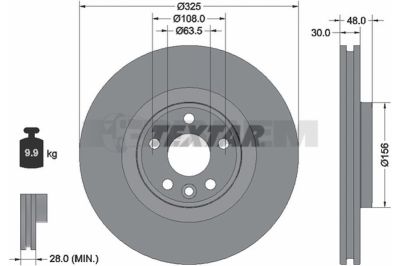 Lkw- und Busersatzteile - Bremssystem - Scheibenbremse und Trommelbremse - Bremsscheibe - TEX92348805