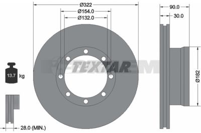 قطع غيار الشاحنات والحافلات - نظام الفرامل - أقراص الفرامل وأسطوانات الفرامل - قرص الفرامل - TEX93058800