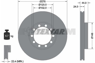 Lkw- und Busersatzteile - Bremssystem - Scheibenbremse und Trommelbremse - Bremsscheibe - TEX93085800