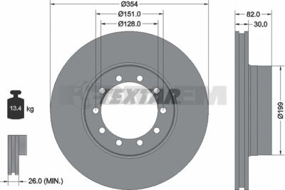 Lkw- und Busersatzteile - Bremssystem - Scheibenbremse und Trommelbremse - Bremsscheibe - TEX93085900