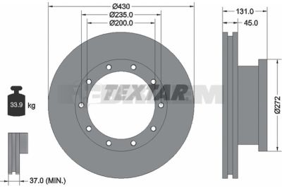 Lkw- und Busersatzteile - Bremssystem - Scheibenbremse und Trommelbremse - Bremsscheibe - TEX93086700